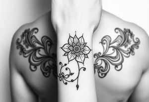 Henna tattoo on wrist with sparkle flower tattoo idea