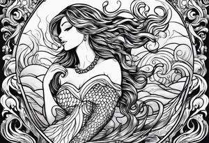 mermaid full body, waves, dark work tattoo idea