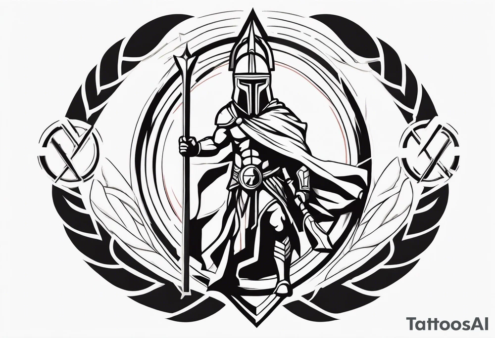 Ancient spartan in a trinity symbol tattoo idea