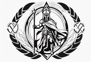 Ancient spartan in a trinity symbol tattoo idea