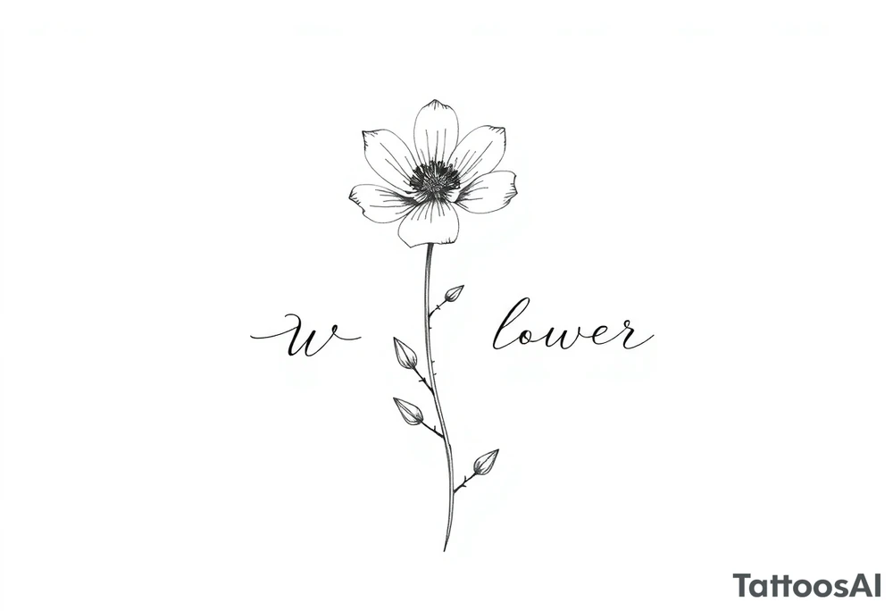 Wildflower written in stem tattoo idea