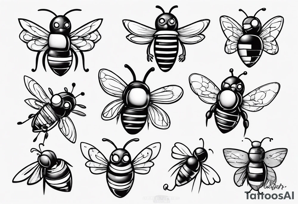 biene im kinder comic lock gezeichnet in der seiten lage tattoo idea