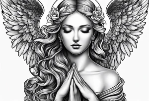 Angel with prayer hands tattoo idea