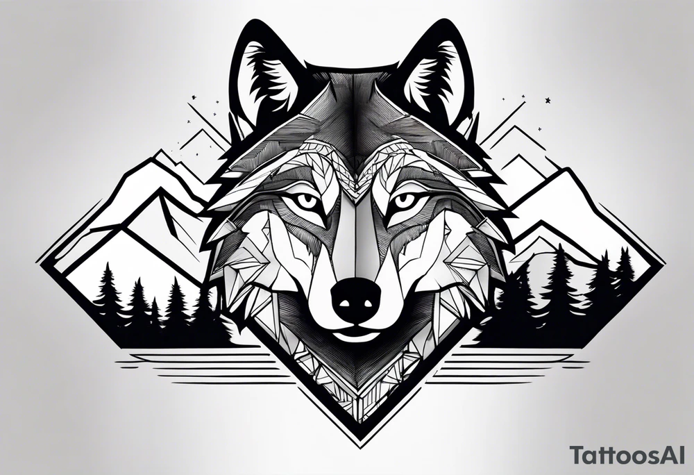 Mountains, wolf eyes underneath tattoo idea