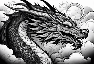 Ancient Dragon groing through Clouds tattoo idea