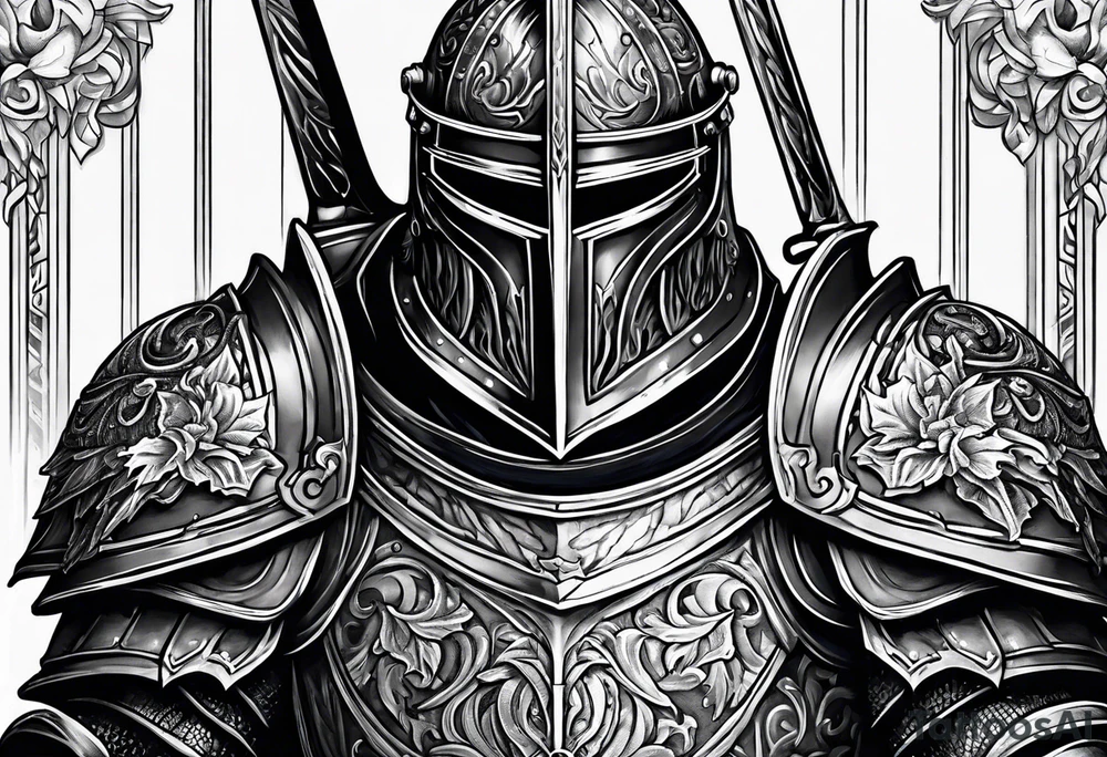 knight with heavy armor with less detail tattoo idea
