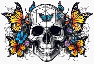 Skull tattoo with large scorpions and butterflies tattoo idea