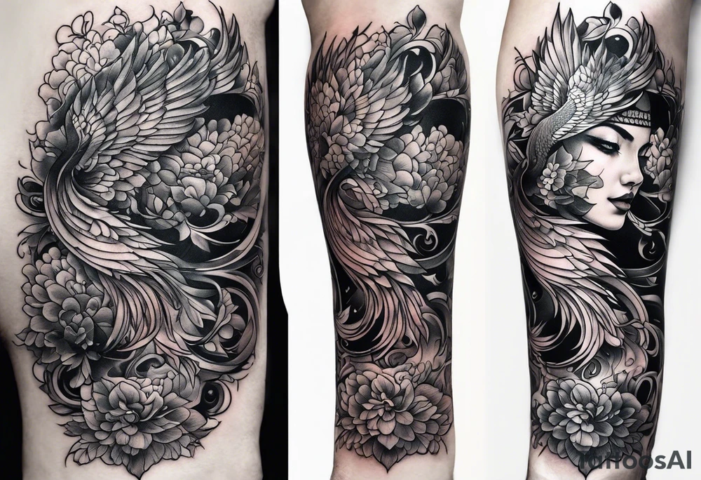 Татуировка во всю икру tattoo idea