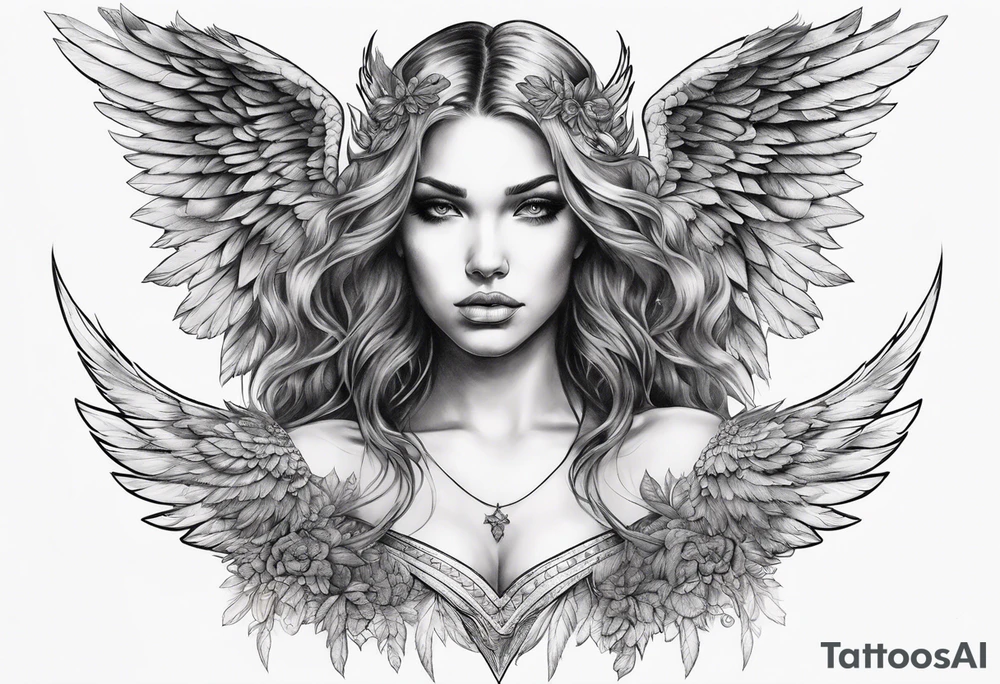 fallen angel with gradient changes tattoo idea