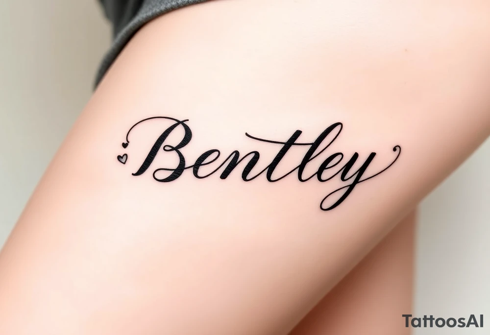 My son's name, Bentley, in cursive writing tattoo idea