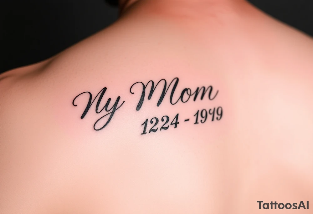 My mom's birthday and year she passed up side in cursive on side of body tattoo idea