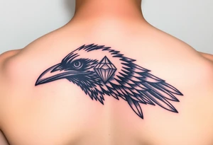 Raven bird that has a diamond as an eye tattoo idea