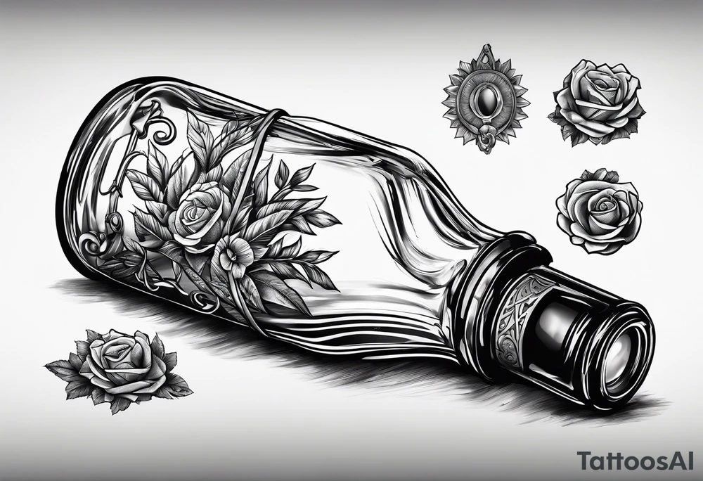 Broken
 bottle and army tags tattoo idea
