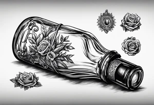 Broken
 bottle and army tags tattoo idea