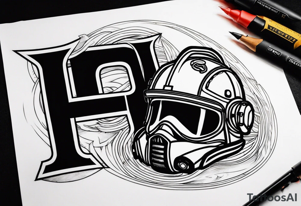 2 letters E, helmet fire fighter, right rescues tattoo idea