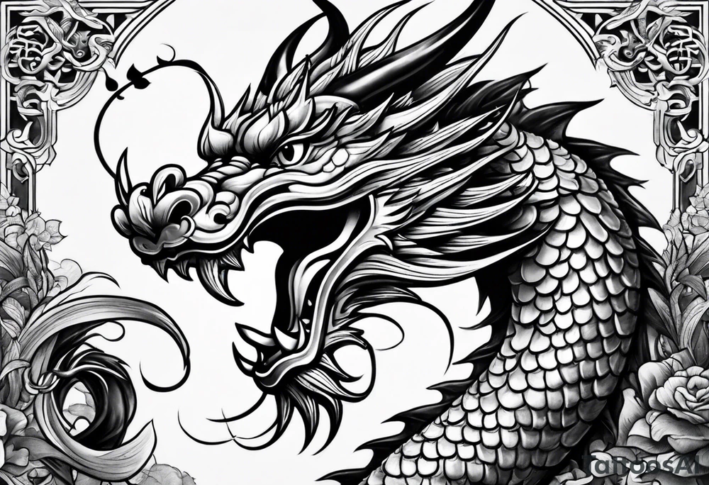 Asian dragon pipe tattoo idea