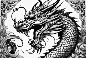 Asian dragon pipe tattoo idea
