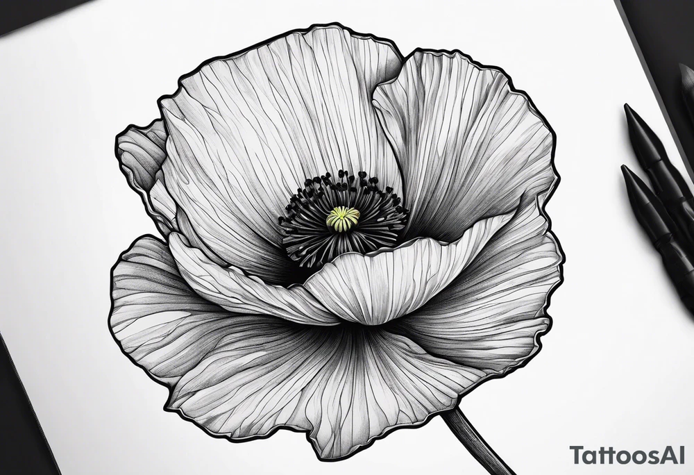 poppy plant growing out of sharp rock tattoo idea