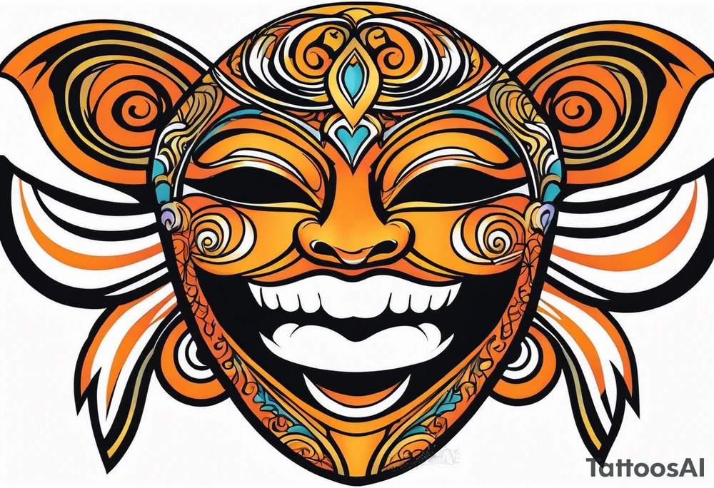 Angel masquerade face laughing that is black and orange tattoo idea