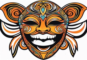 Angel masquerade face laughing that is black and orange tattoo idea