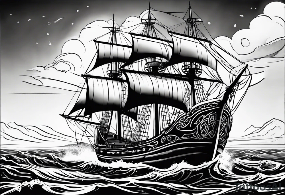 Celtic nautical scene, forearm, half sleeve, anchor, compass tattoo idea