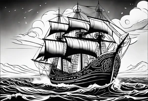 Celtic nautical scene, forearm, half sleeve, anchor, compass tattoo idea