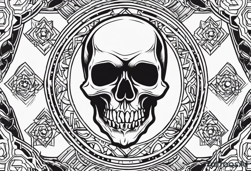 Mini skull outline flash sheet tattoo idea