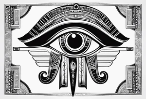Œil de Horus avec décor thème égyptien tout autour tattoo idea