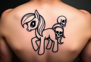 Demonic my little pony with skulls tattoo idea