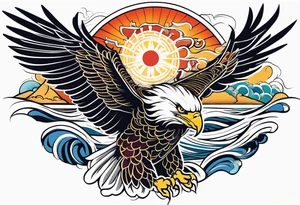 eagle and sun and sea tattoo idea