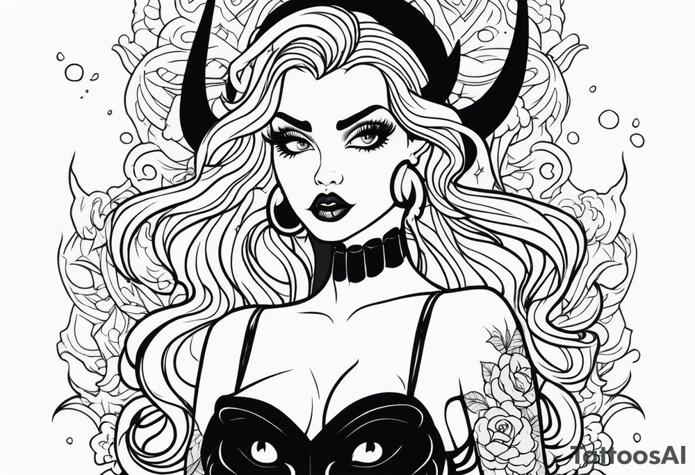 Hot demon girl tattoo idea