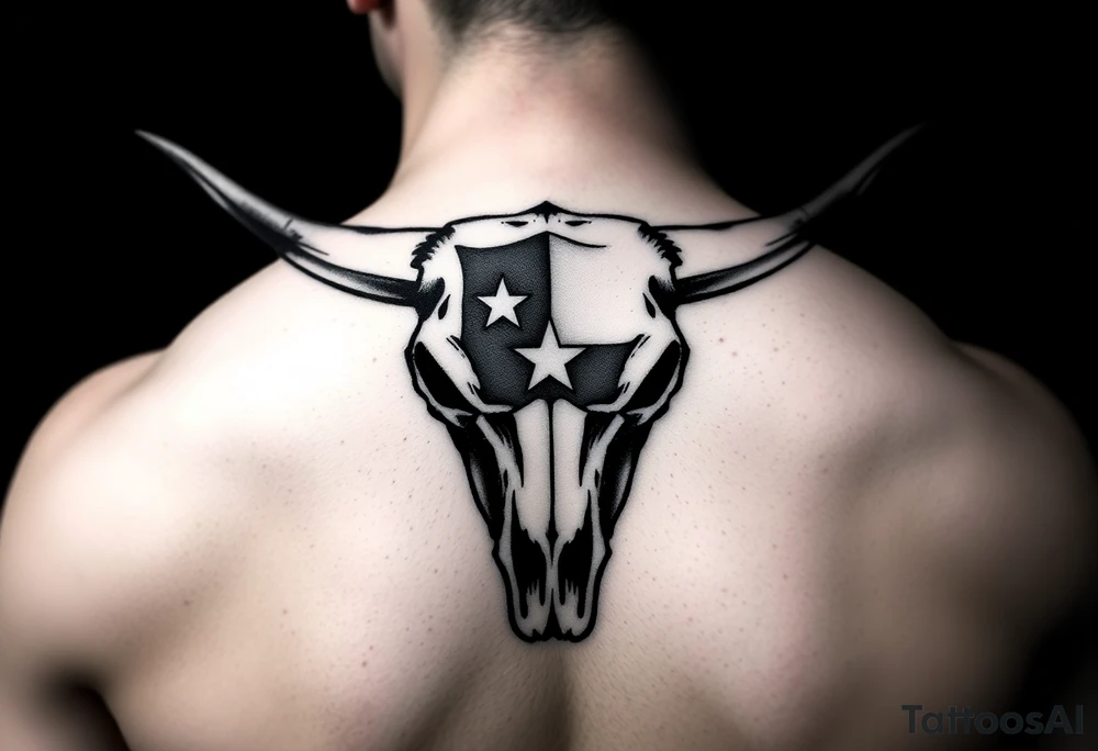 Longhorn skull with Texas flag tattoo idea