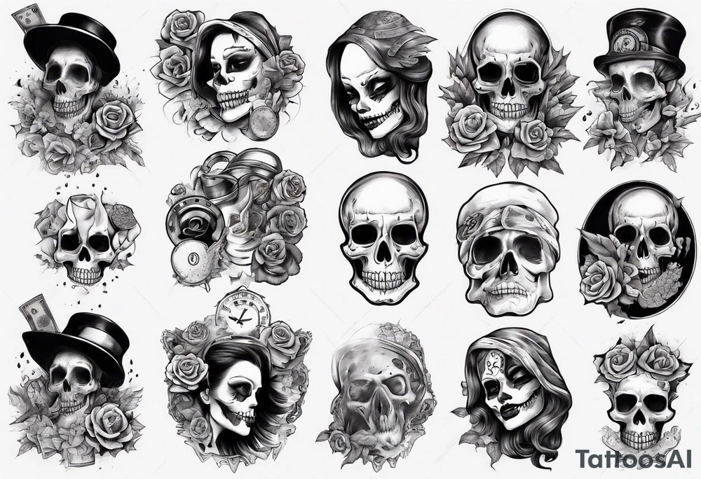 santa la muerta with money tattoo idea