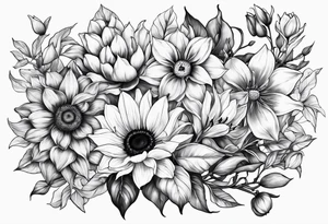 One each sunflower, lily, peony, cherry blossom and tulip tattoo idea