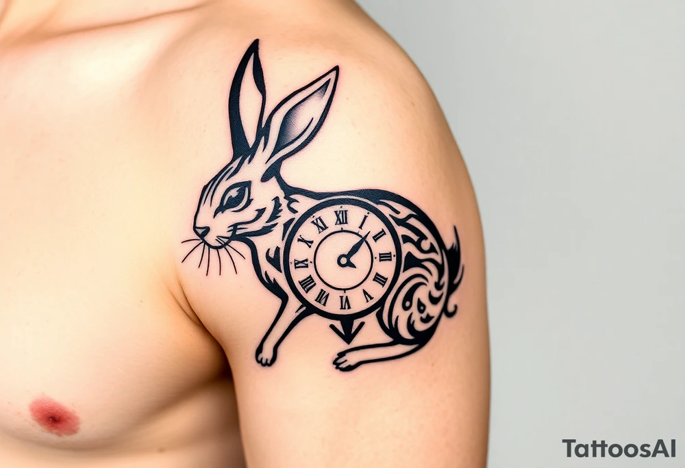Rabbit with a Clock tattoo idea