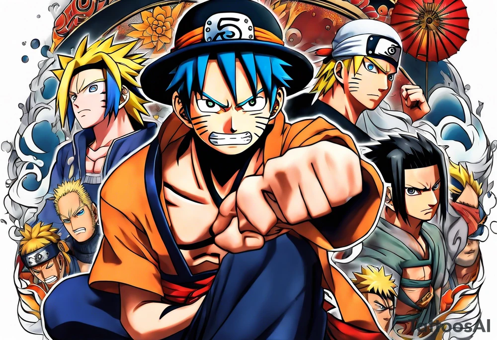 one piece naruto tattoo idea