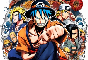one piece naruto tattoo idea