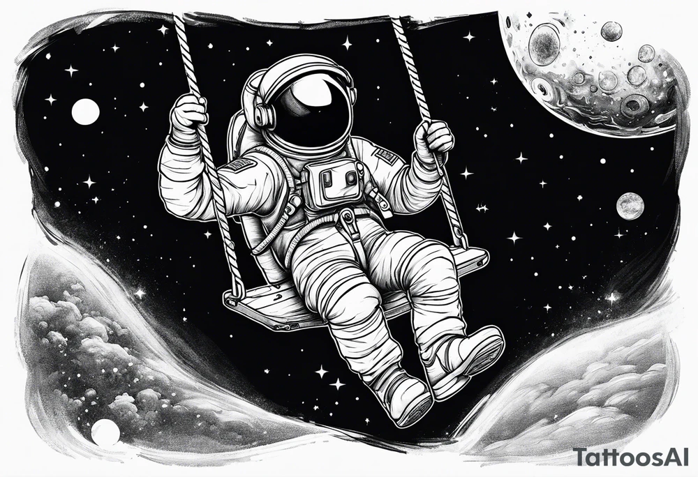 an astronaut on a swing set tattoo idea