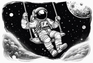 an astronaut on a swing set tattoo idea