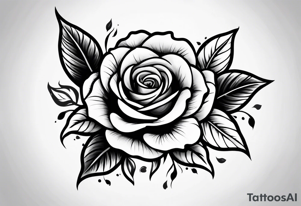 Rose on fire tattoo idea