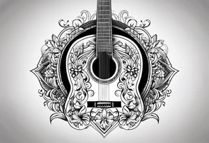 folk guitar on the calf tattoo idea