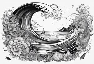 an ocean themed half sleeve for my lower left leg tattoo idea
