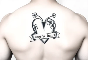 Cute Heart with shamrocks and a banner that says "peg 'o my heart" tattoo idea