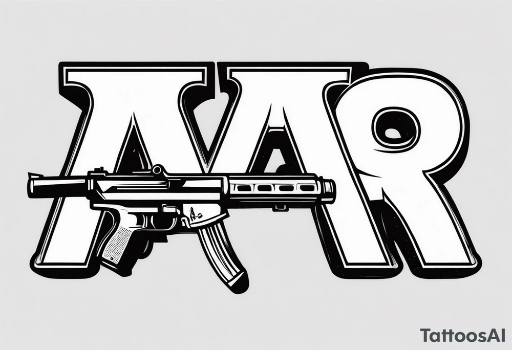 The letters AR with a pistol on each side tattoo idea