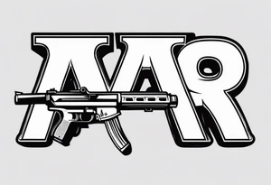The letters AR with a pistol on each side tattoo idea