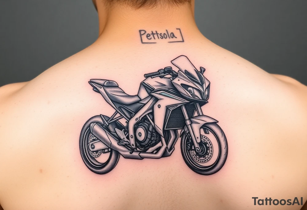 Honda cbr600 drawn minimally in a circuit board style tattoo idea