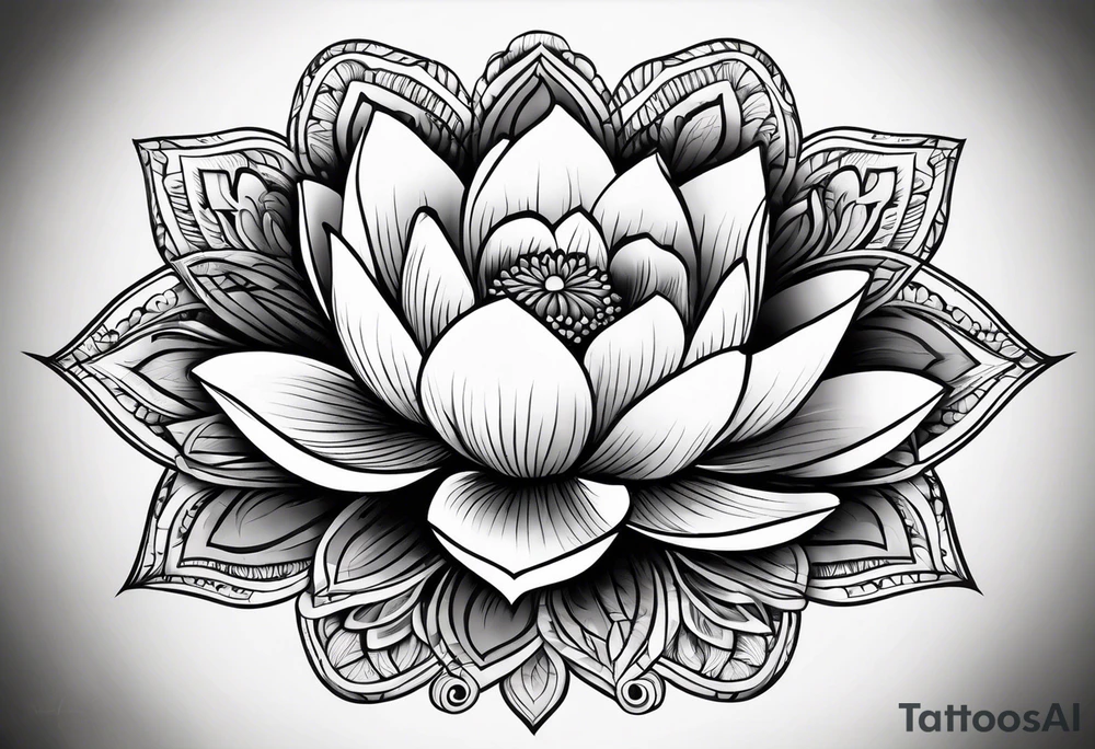 lotus flower with "para siempre" in text tattoo idea