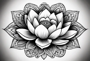 lotus flower with "para siempre" in text tattoo idea