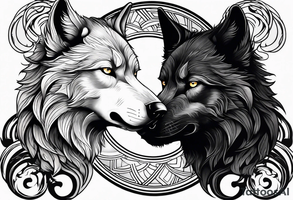 black wolf and white wolf in a ying yang style tattoo idea black wolf and white wolf in a ying yang style tattoo idea