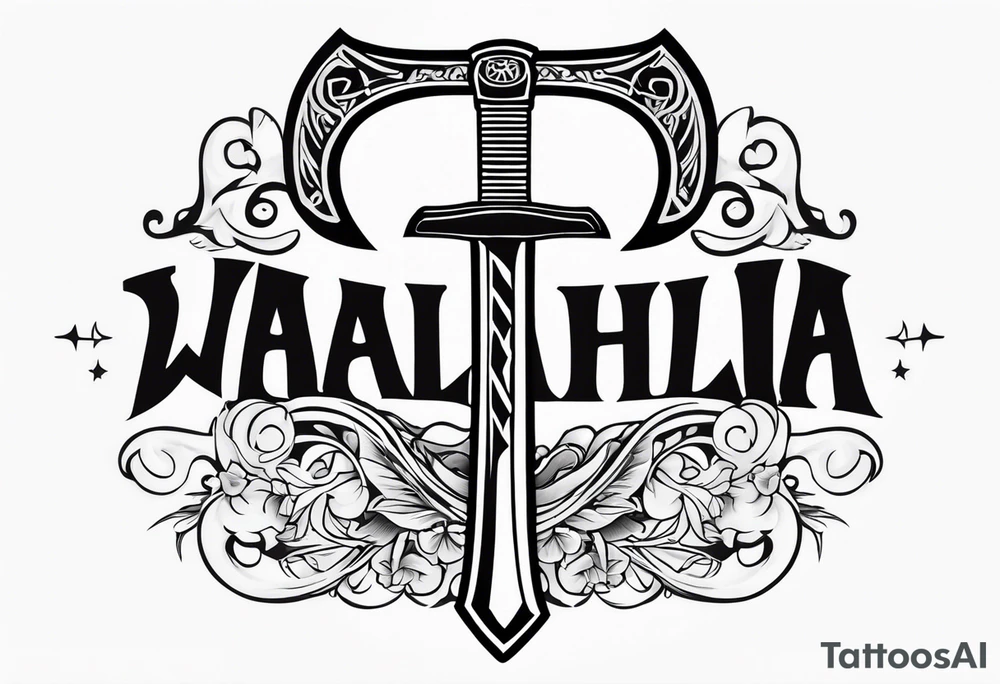 Valhalla sword axe tattoo idea